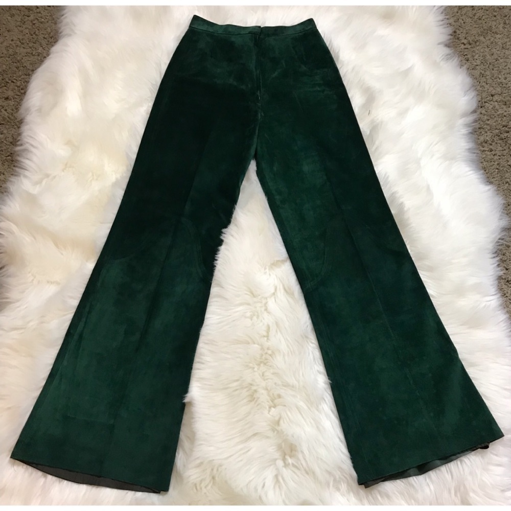 💚G. GUCCI💚RARE VINTAGE SUEDE GREEN TROUSERS - Picture 2 of 8